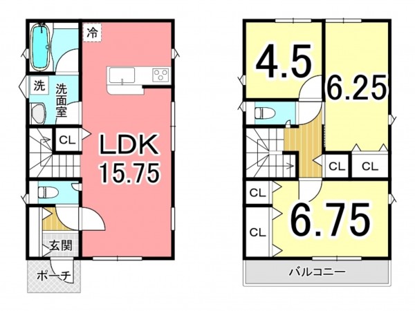 鹿児島市紫原、新築一戸建ての間取り画像です