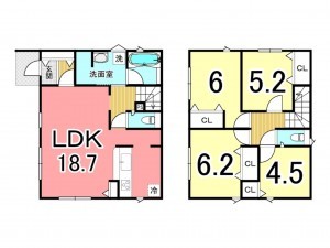 鹿児島市西陵、新築一戸建ての間取り画像です