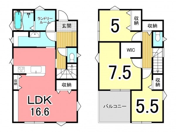 鹿児島市新照院町、新築一戸建ての間取り画像です