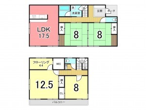 鹿児島市星ヶ峯、中古一戸建ての間取り画像です