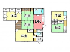 鹿児島市田上、中古一戸建ての間取り画像です