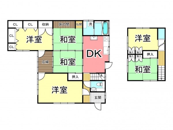 鹿児島市田上、中古一戸建ての間取り画像です