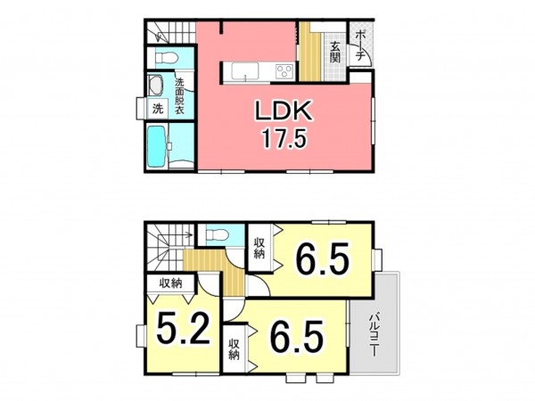 鹿児島市西陵、新築一戸建ての間取り画像です