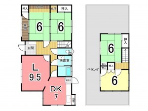 鹿児島市坂之上、中古一戸建ての間取り画像です