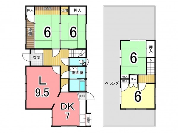 鹿児島市坂之上、中古一戸建ての間取り画像です