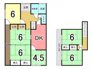 鹿児島市西陵、中古一戸建ての間取り画像です