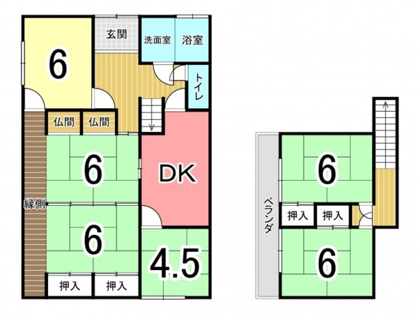 鹿児島市西陵、中古一戸建ての間取り画像です
