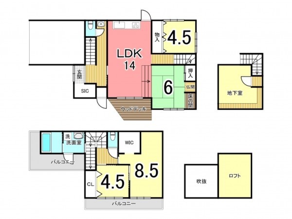 鹿児島市薬師、中古一戸建ての間取り画像です
