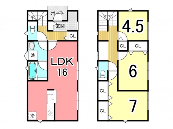 鹿児島市紫原、新築一戸建ての間取り画像です