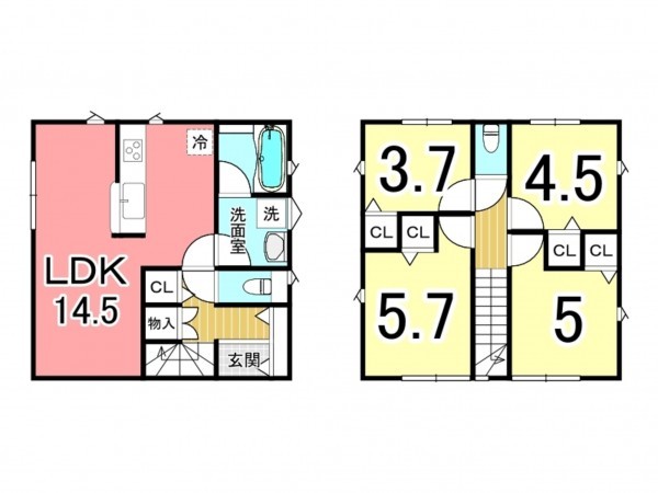 鹿児島市紫原、新築一戸建ての間取り画像です