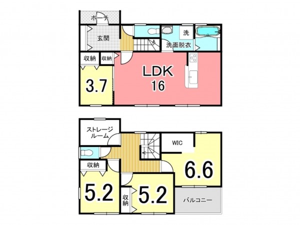 鹿児島市西陵、新築一戸建ての間取り画像です