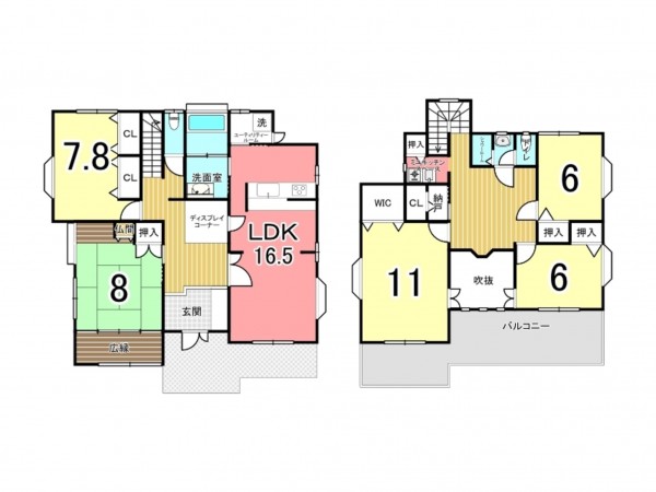 鹿児島市星ヶ峯、中古一戸建ての間取り画像です