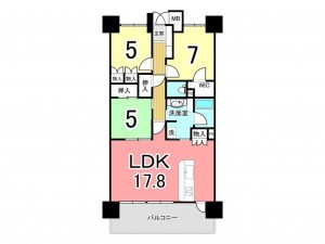 鹿児島市上荒田町、マンションの間取り画像です