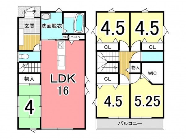 鹿児島市紫原、新築一戸建ての間取り画像です