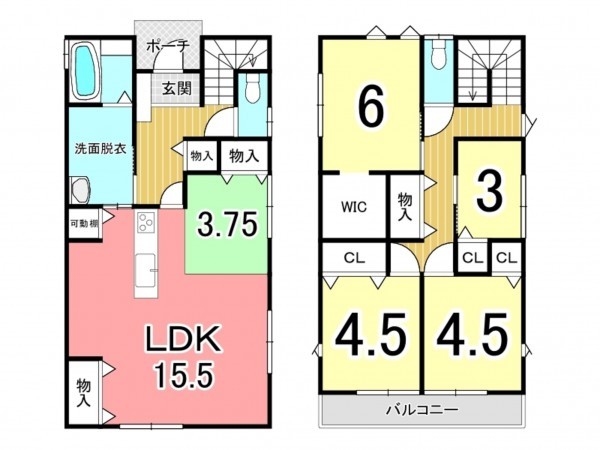 鹿児島市紫原、新築一戸建ての間取り画像です