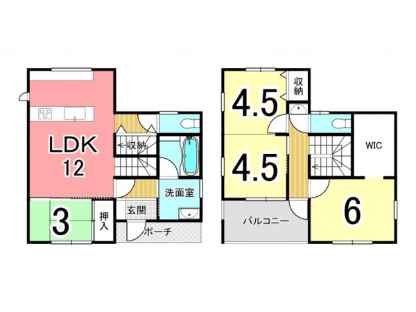 鹿児島市西陵、新築一戸建ての間取り画像です