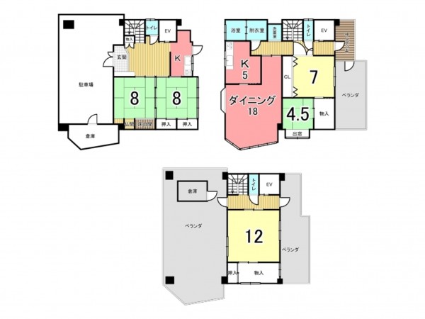 鹿児島市郡元、中古一戸建ての間取り画像です