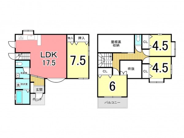 鹿児島市小野、中古一戸建ての間取り画像です