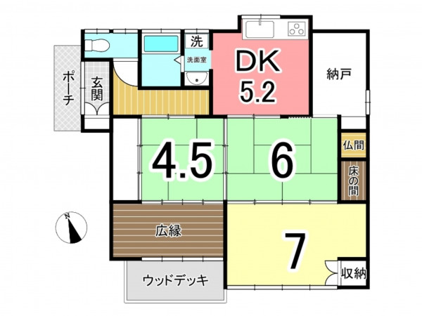 鹿児島市紫原、中古一戸建ての間取り画像です