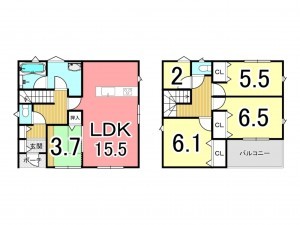 鹿児島市田上、新築一戸建ての間取り画像です