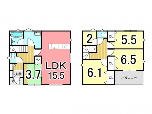 鹿児島市田上、新築一戸建ての間取り画像です