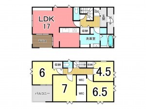 鹿児島市西陵、新築一戸建ての間取り画像です