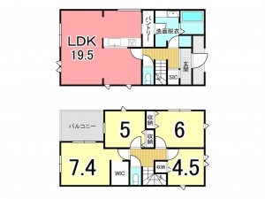 鹿児島市西陵、新築一戸建ての間取り画像です