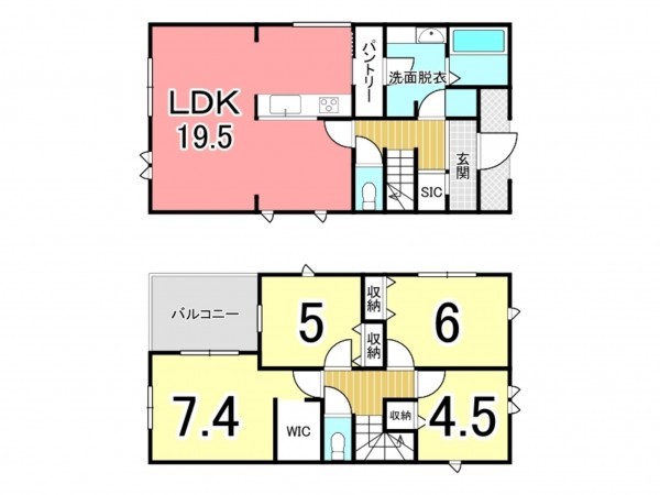 鹿児島市西陵、新築一戸建ての間取り画像です