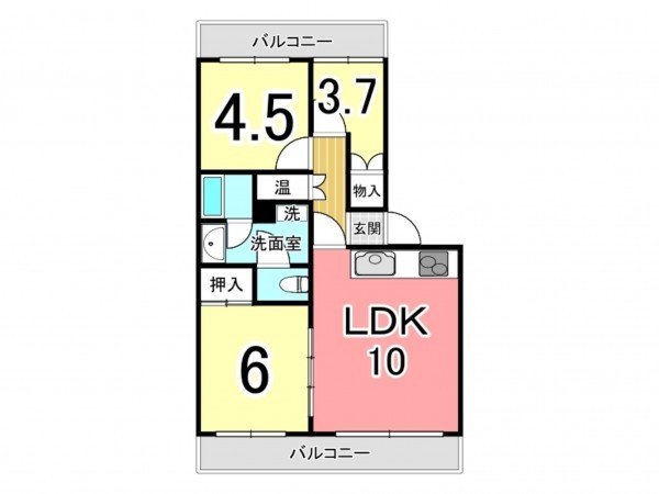 鹿児島市唐湊、マンションの間取り画像です