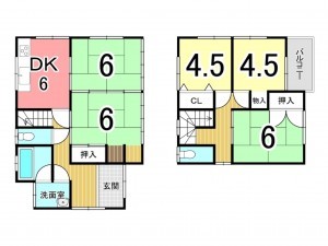 鹿児島市田上、中古一戸建ての間取り画像です