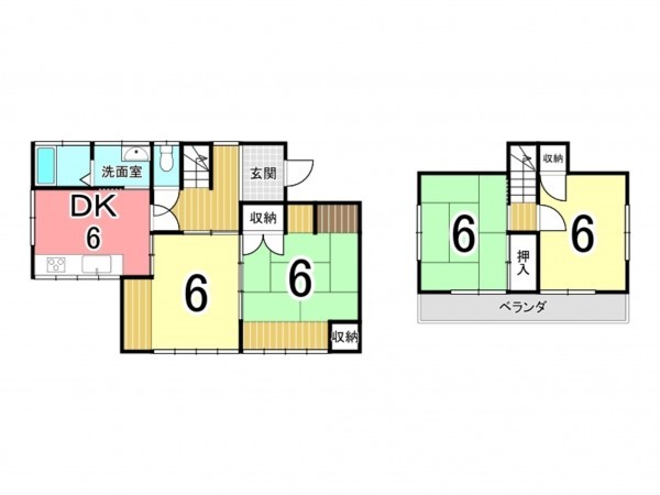 鹿児島市西陵、中古一戸建ての間取り画像です