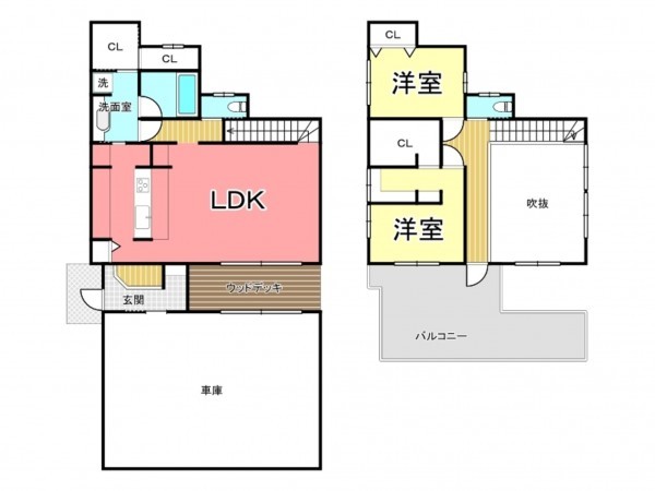 鹿児島市薬師、中古一戸建ての間取り画像です