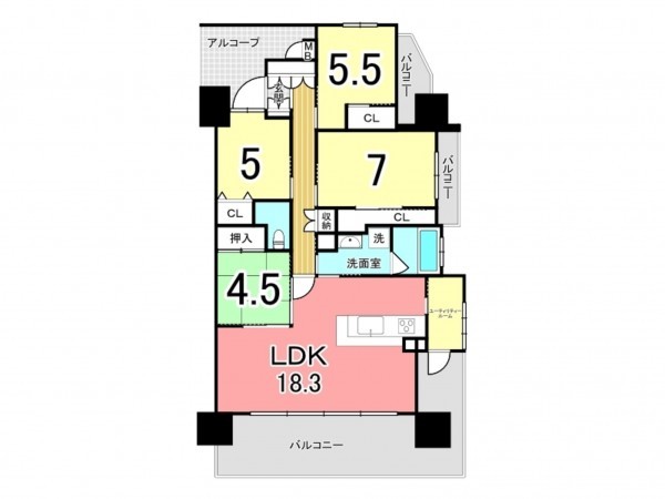 鹿児島市城西、マンションの間取り画像です