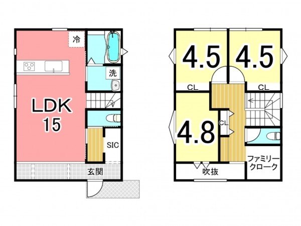 鹿児島市紫原、新築一戸建ての間取り画像です