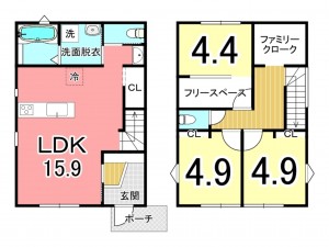 鹿児島市紫原、新築一戸建ての間取り画像です