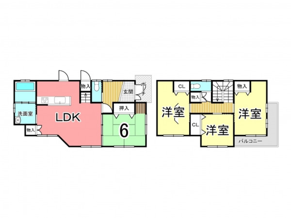 鹿児島市紫原、中古一戸建ての間取り画像です