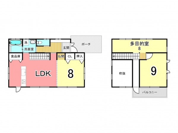 鹿児島市星ヶ峯、中古一戸建ての間取り画像です