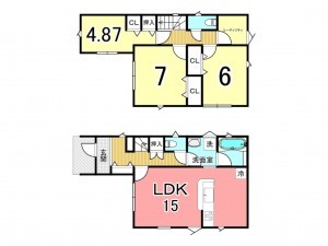 鹿児島市紫原、新築一戸建ての間取り画像です