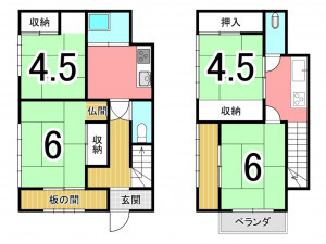 鹿児島市西田、中古一戸建ての間取り画像です