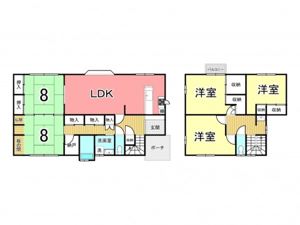 鹿児島市紫原、中古一戸建ての間取り画像です