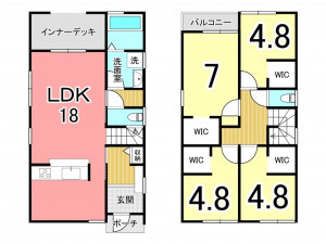 鹿児島市紫原、新築一戸建ての間取り画像です