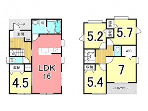 鹿児島市紫原、新築一戸建ての間取り画像です