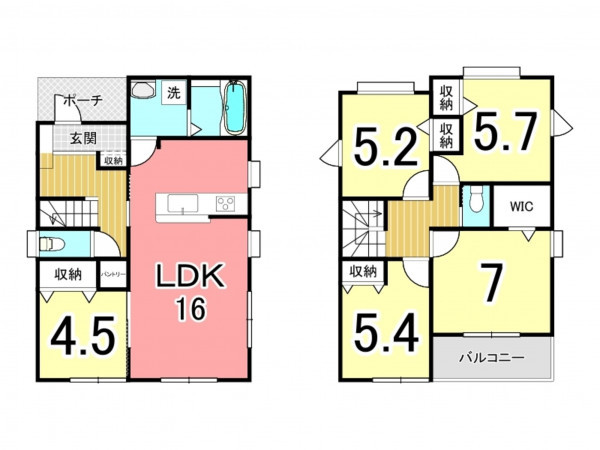 鹿児島市紫原、新築一戸建ての間取り画像です