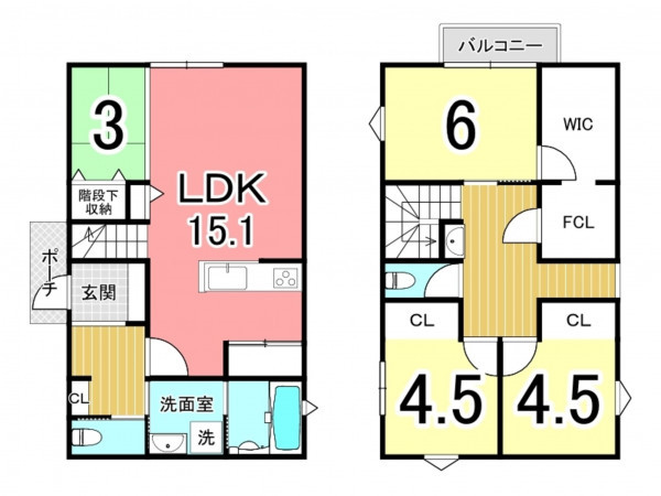鹿児島市永吉、中古一戸建ての間取り画像です