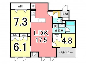 鹿児島市城西、マンションの間取り画像です