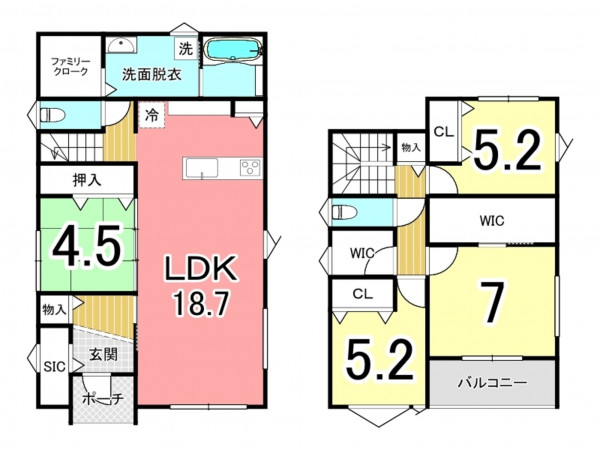 鹿児島市田上、新築一戸建ての間取り画像です