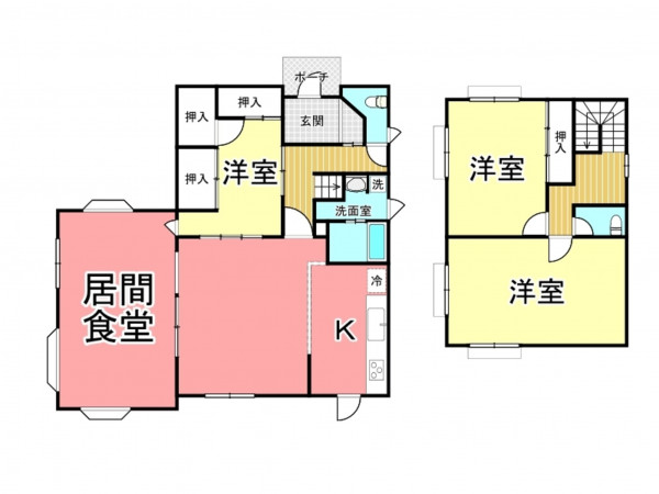 鹿児島市星ヶ峯、中古一戸建ての間取り画像です