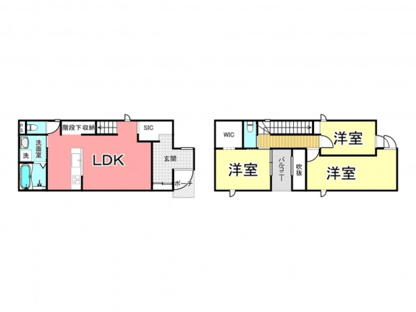 鹿児島市紫原、新築一戸建ての間取り画像です
