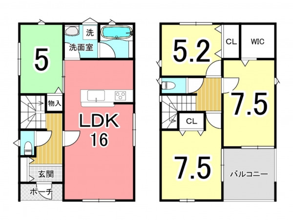 鹿児島市紫原、新築一戸建ての間取り画像です
