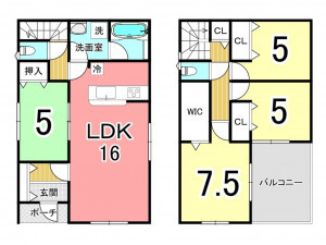 鹿児島市紫原、新築一戸建ての間取り画像です